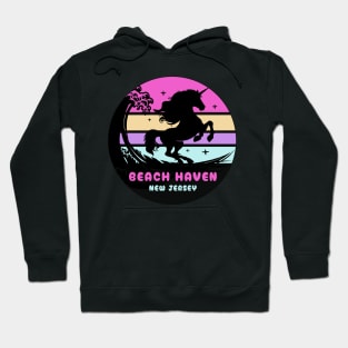 Surfing Unicorn At Beach Haven, New Jersey Hoodie